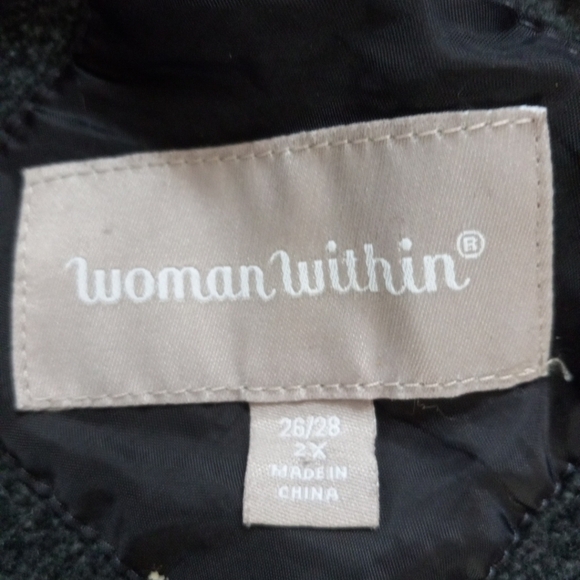 WOMAN WITHIN Zipout Lining Green Hidden Hooded Jacket Size 2X - Picture 5 of 7